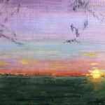 'Opkomende zon boven Dokkum III', 40 x 50, olieverf, 2019, verkocht