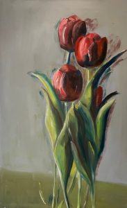 'Tulpen', 84 x 54, olieverf op paneel, 2024