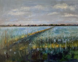 'Vlas bij Engwierum, Fryslân', 65 x 80, olieverf op doek, 2024